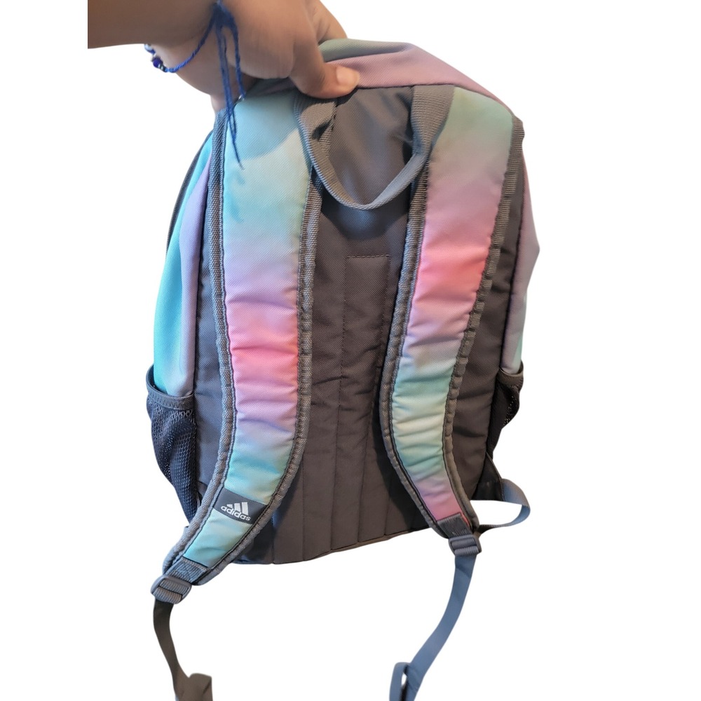 Adidas Young BTS Creator Backpack Pastel Ombre Pink Blue Grey Three Stripe Bag - Picture 3 of 3